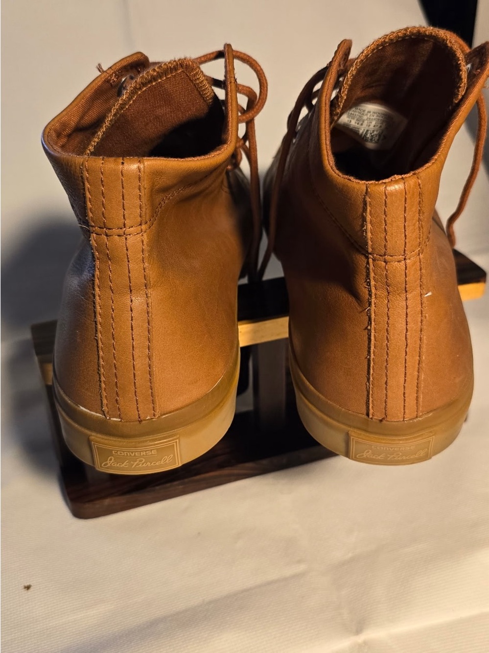 Jack Purcell Converse Men’s Tan/Brown High-Top Leather Boots - Picture 6 of 7